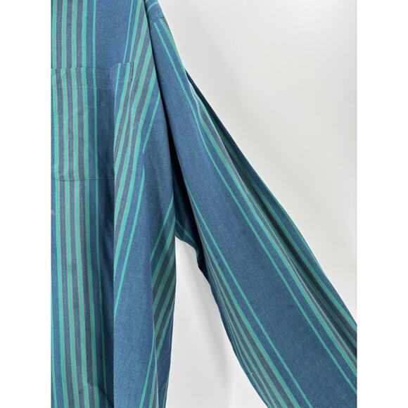 McGregor Classics Button Down Shirt Mens 2XL XXL Blue Green Striped Long Sleeves - Picture 2 of 16